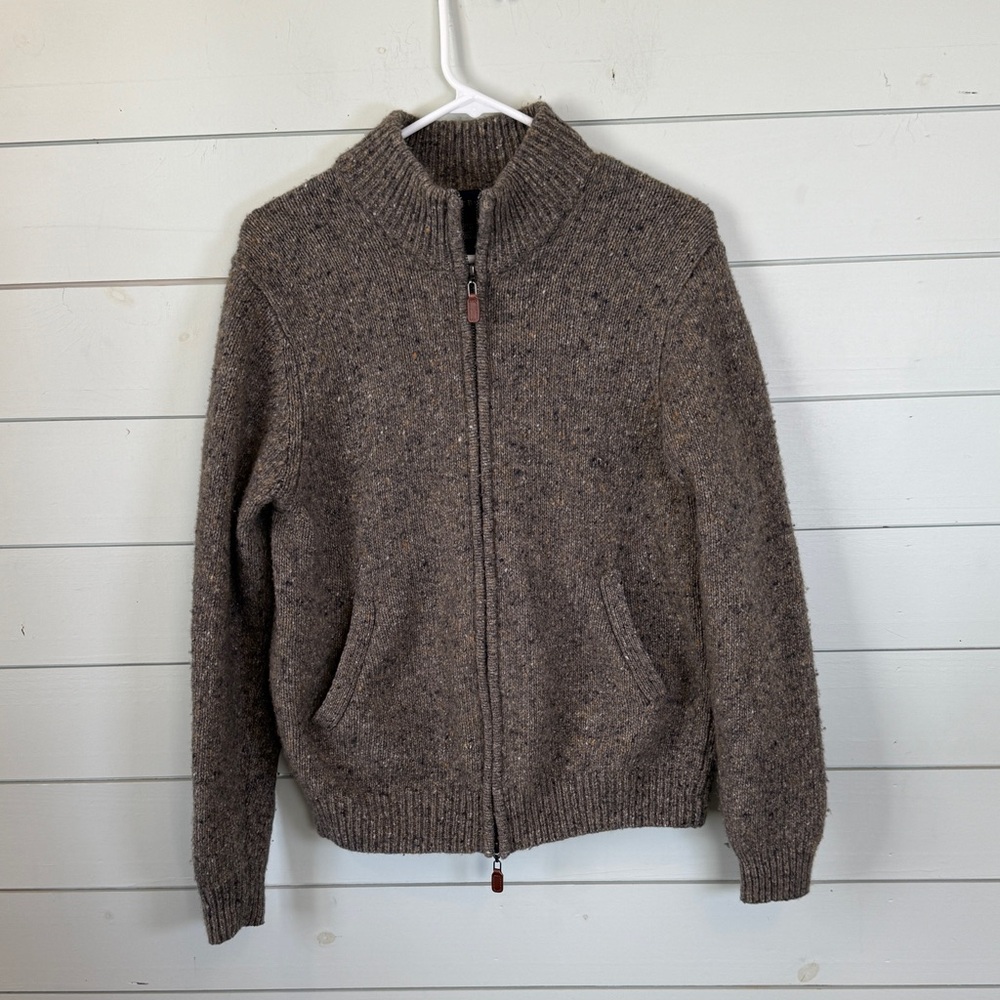 Scott Barber‎ full zip sweater jacket brown men's size medium